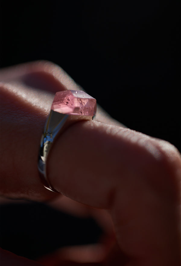 [一点もの] Pink Tourmaline Mini Rock Ring / Crystal / Silver