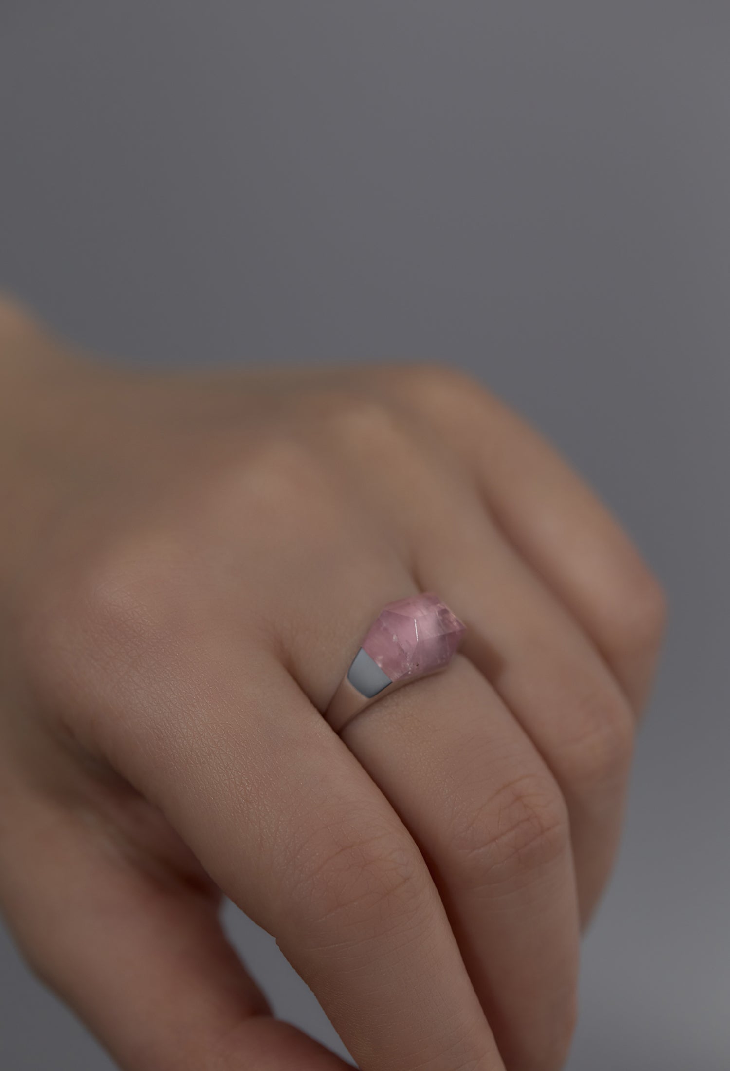 One-of-a-kind] Pink Tourmaline Mini Rock Ring / Crystal / Silver