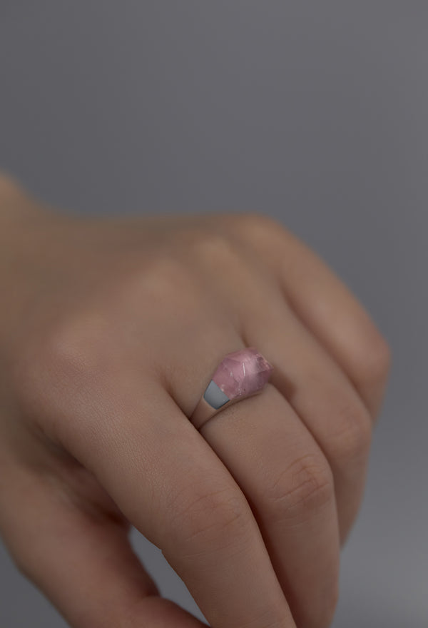 [一点もの] Pink Tourmaline Mini Rock Ring / Crystal / Silver