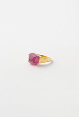 [一点もの] Pink Tourmaline Mini Rock Ring / Crystal / Yellow