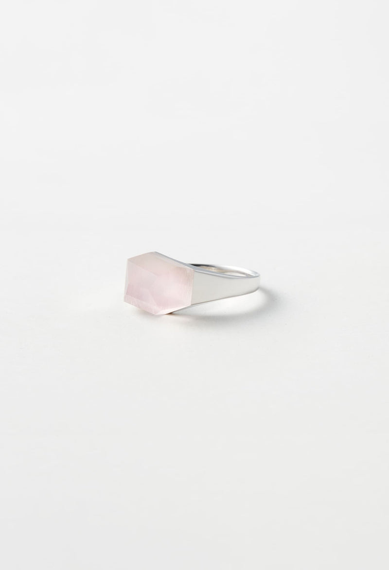 Rose Quartz Mini Rock Ring / Crystal / Silver