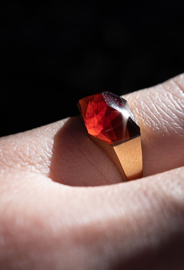 Garnet Mini Rock Ring / Crystal / Yellow