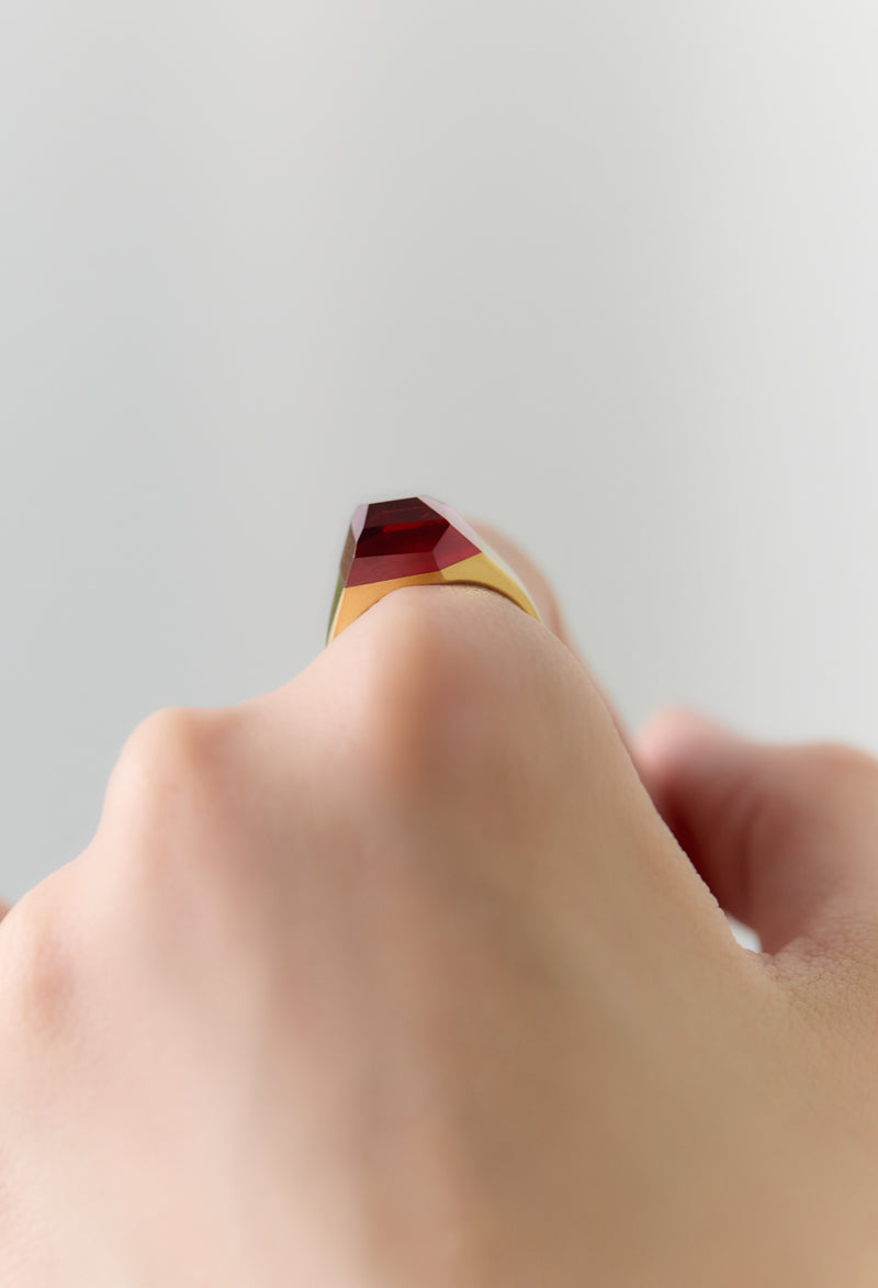 Garnet Mini Rock Ring / Crystal / Yellow