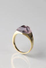 [一点もの] Pink Tourmaline Mini Rock Ring / Crystal / Yellow