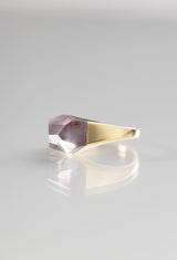 [一点もの] Pink Tourmaline Mini Rock Ring / Crystal / Yellow