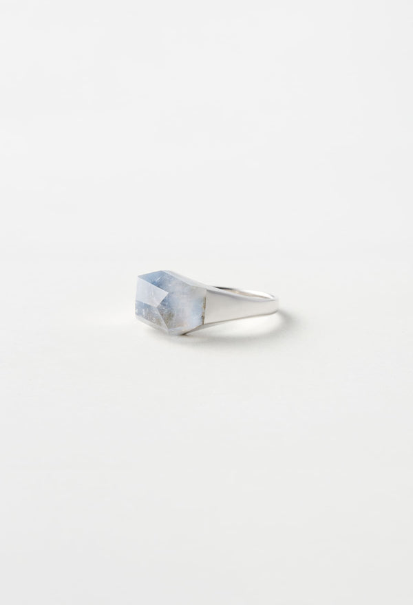 [一点もの] Dumortierite in Quartz Mini Rock Ring / Crystal / Silver