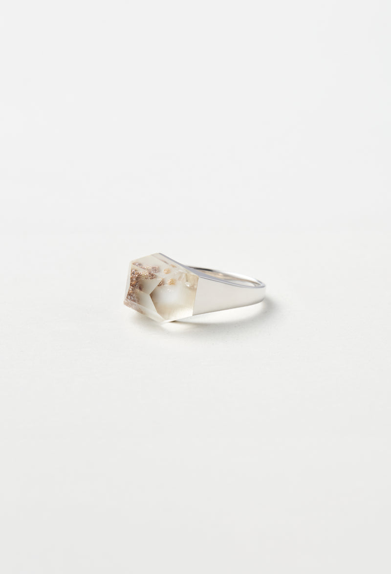 [一点もの] Garden Quartz Mini Rock Ring / Crystal / Silver