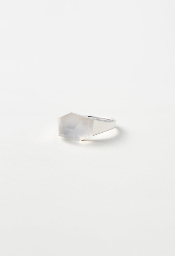 Milky Quartz Mini Rock Ring / Crystal / Silver