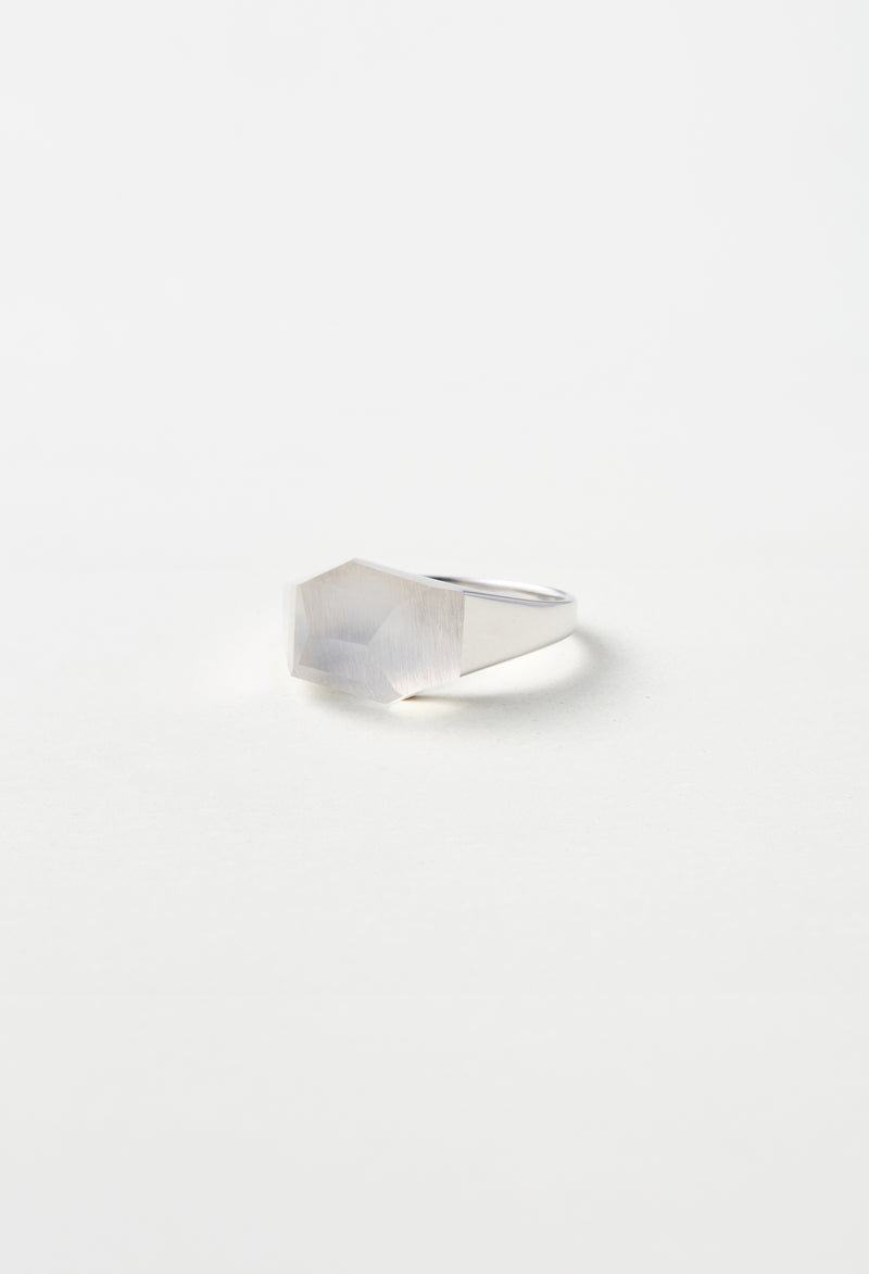 Milky Quartz Mini Rock Ring / Crystal / Silver