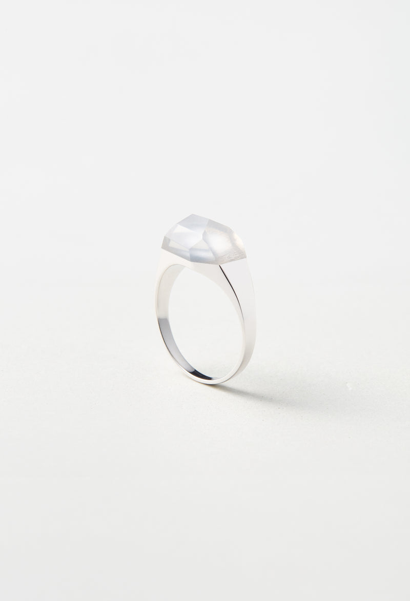 Milky Quartz Mini Rock Ring / Crystal / Silver