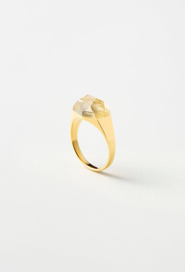 [一点もの] Rutile Quartz Mini Rock Ring / Crystal / Yellow
