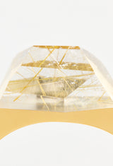 [一点もの] Rutile Quartz Mini Rock Ring / Crystal / Yellow