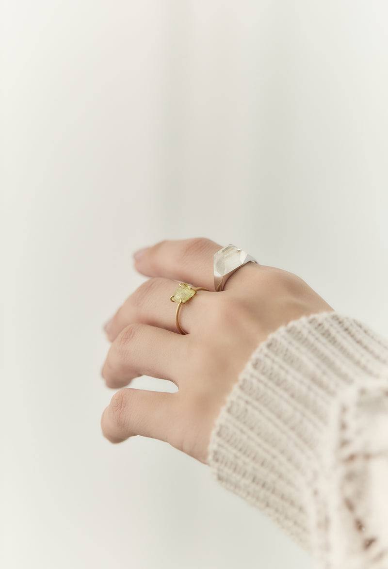 [一点もの] Silver Rutile Quartz Mini Rock Ring / Crystal / Silver