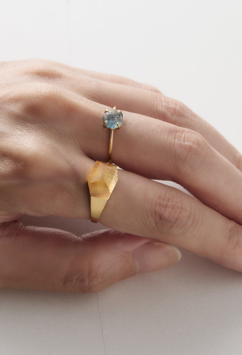 Citrine Mini Rock Ring / Crystal / Yellow