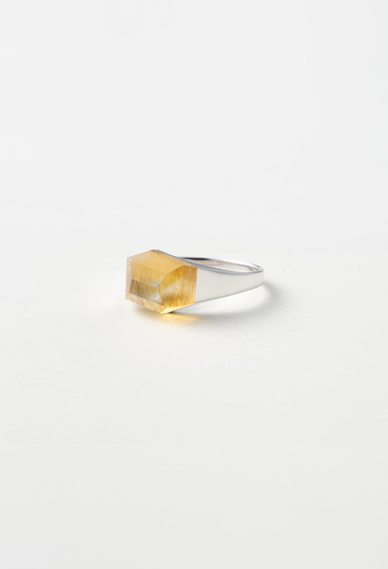 Citrine Mini Rock Ring / Crystal / Silver