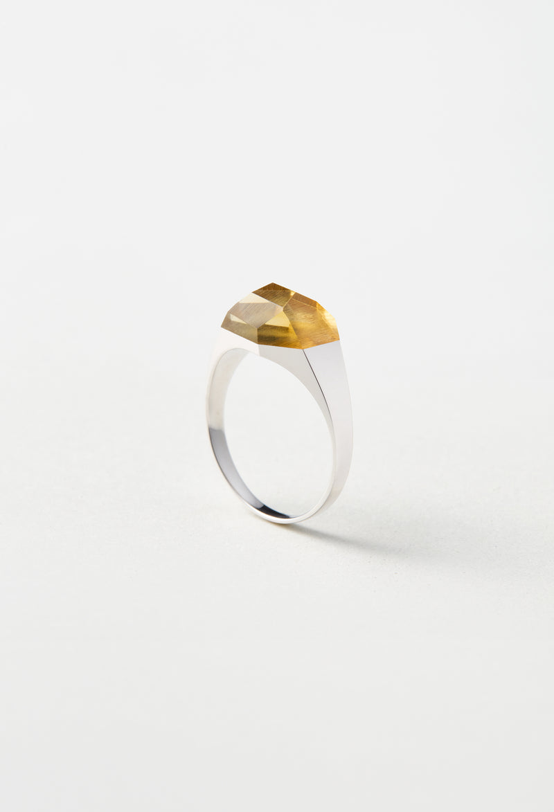 Citrine Mini Rock Ring / Crystal / Silver