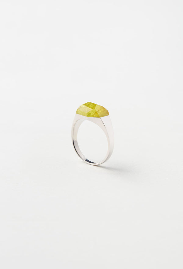 [一点もの] Canary Tourmaline Mini Rock Ring / Crystal / Silver