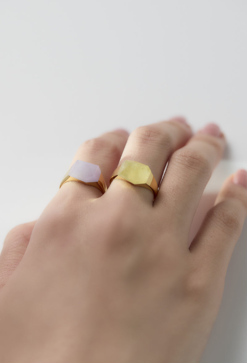 [一点もの] Yellow Beryl Mini Rock Ring / Crystal / Yellow