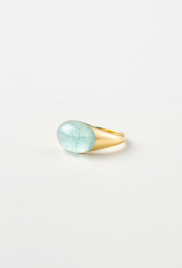 [一点もの] Aquamarine Mini Rock Ring / Round / Yellow