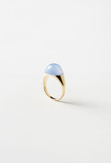 Blue Chalcedony Mini Rock Ring / Round / Yellow