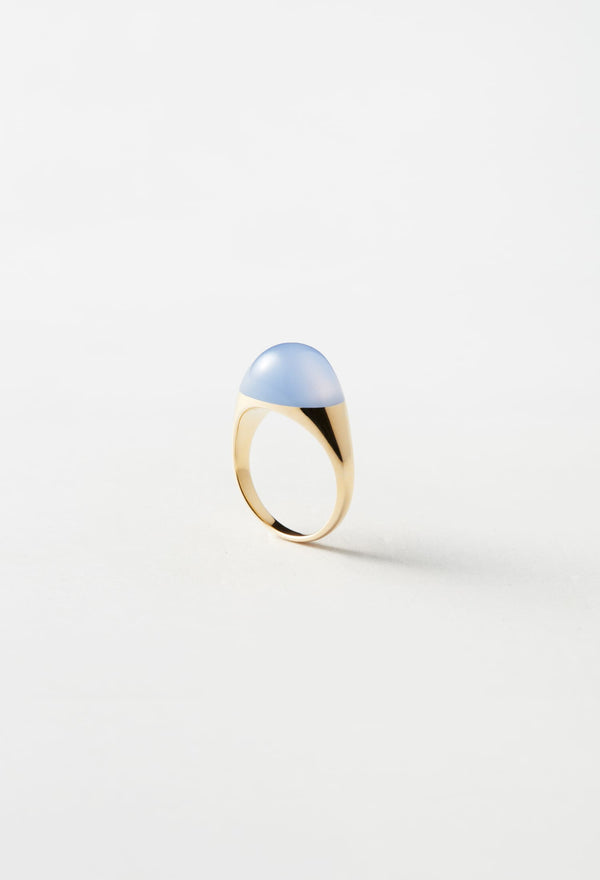 Blue Chalcedony Mini Rock Ring Round