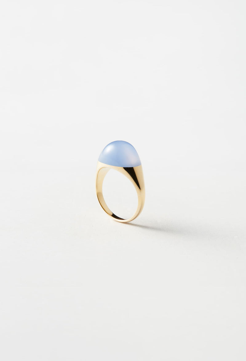 Blue Chalcedony Mini Rock Ring / Round