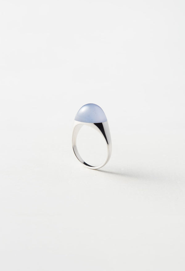 Blue Chalcedony Mini Rock Ring / Round / Silver