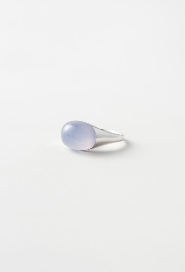 Blue Chalcedony Mini Rock Ring / Round / Silver