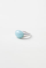 [一点もの] Milky Aquamarine Mini Rock Ring / Round / Silver