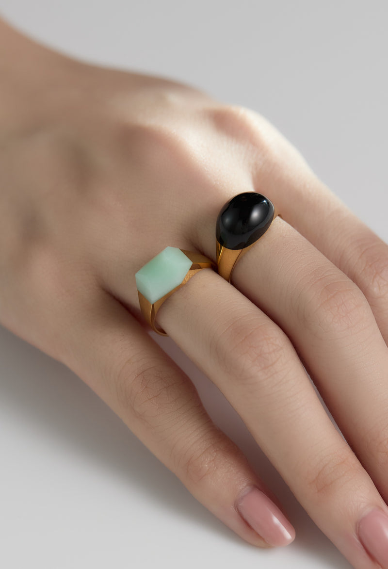 Onyx Mini Rock Ring / Round / Yellow