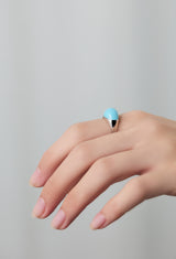 Turquoise Mini Rock Ring / Round / Silver