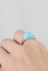 Turquoise Mini Rock Ring / Round / Silver