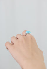 Turquoise Mini Rock Ring / Round / Silver