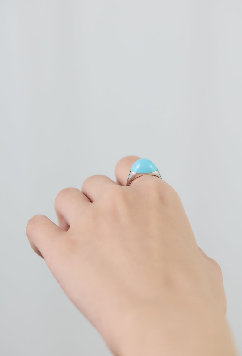 Turquoise Mini Rock Ring / Round / Silver