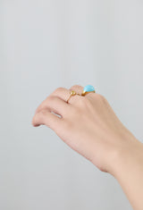 Turquoise Mini Rock Ring / Round / Yellow