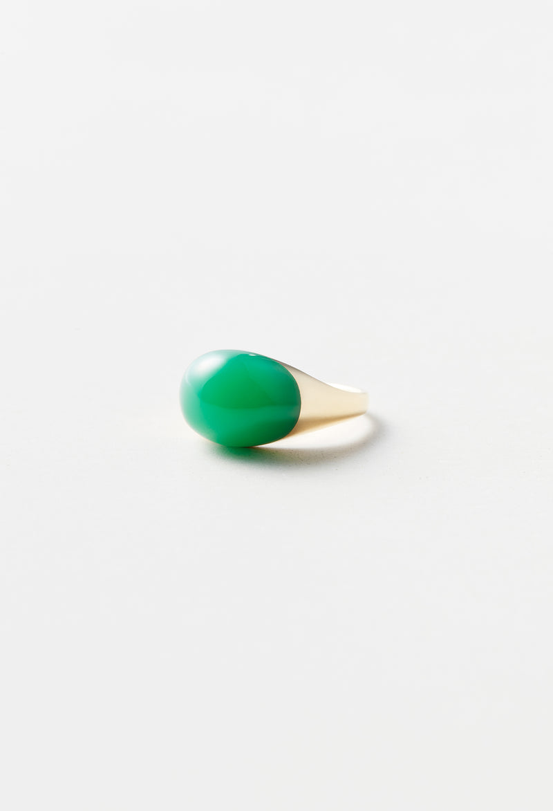 Chrysoprase Mini Rock Ring / Round / Yellow