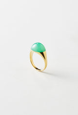 Chrysoprase Mini Rock Ring / Round / Yellow