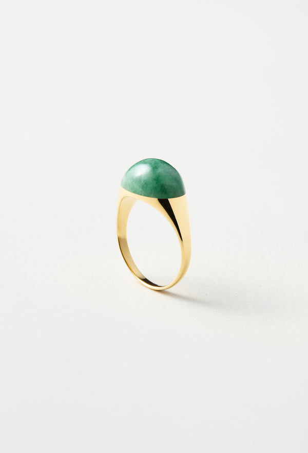 [一点もの] Green Jade Mini Rock Ring / Round / Yellow