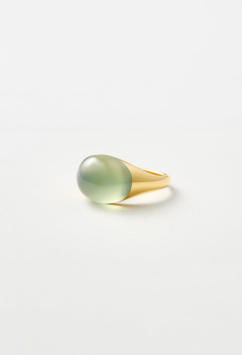 [一点もの] Prehnite Mini Rock Ring / Round / Yellow