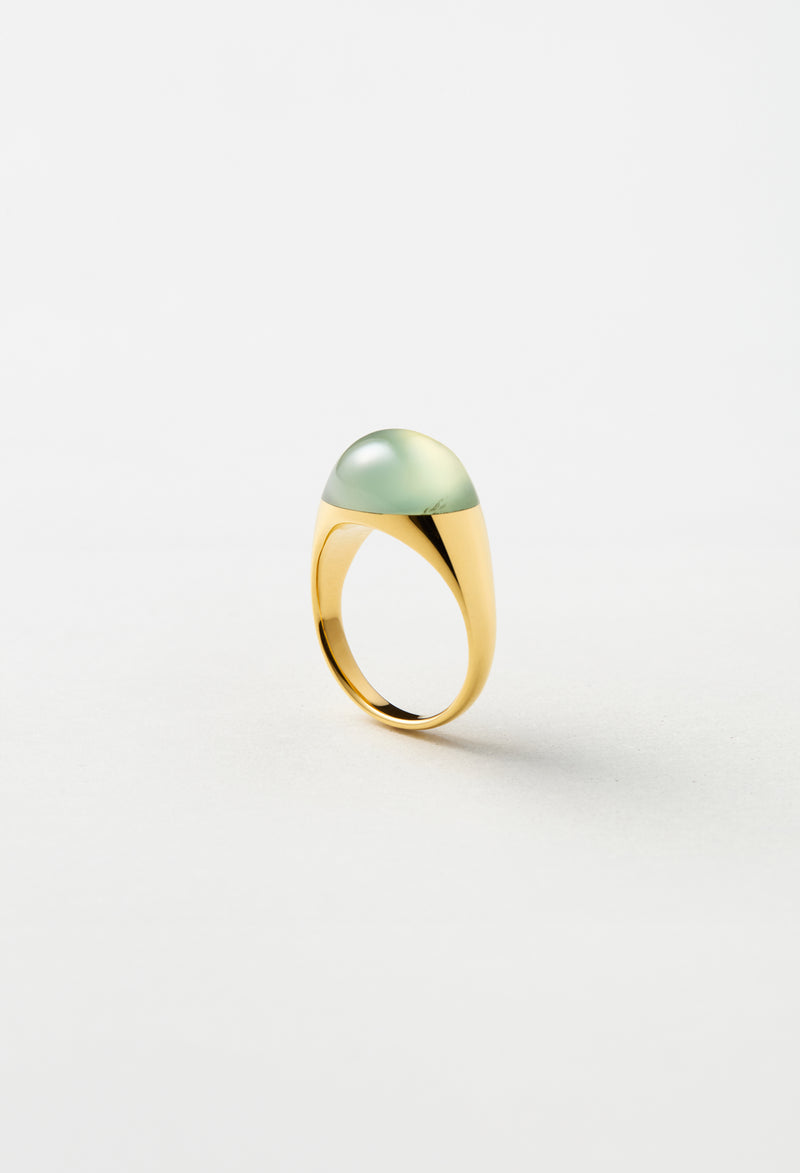 [一点もの] Prehnite Mini Rock Ring / Round / Yellow