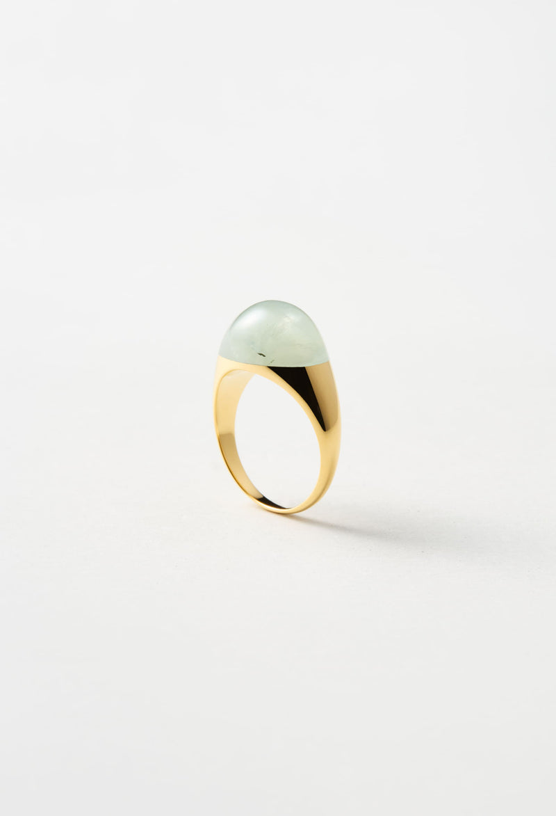 [一点もの] Prehnite Mini Rock Ring / Round / Yellow