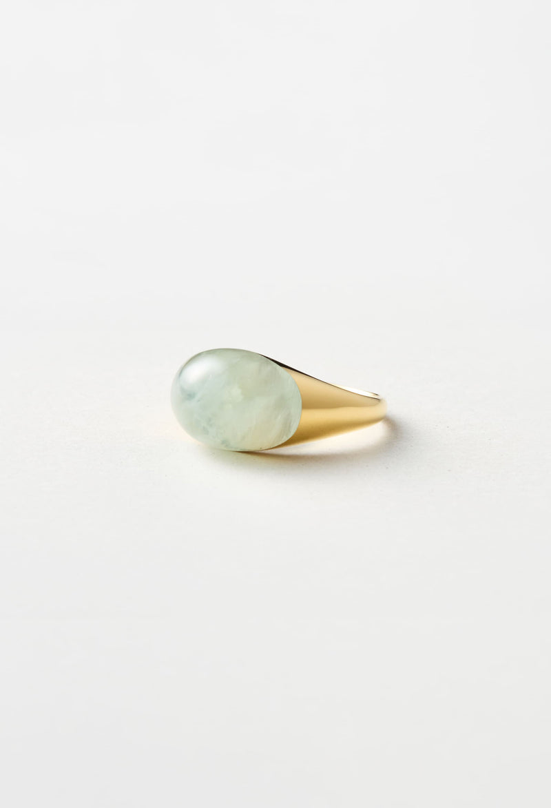 [一点もの] Prehnite Mini Rock Ring / Round / Yellow