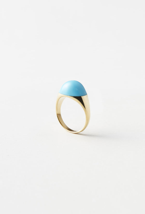 Turquoise Mini Rock Ring / Round / Yellow