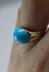 Turquoise Mini Rock Ring / Round / Yellow