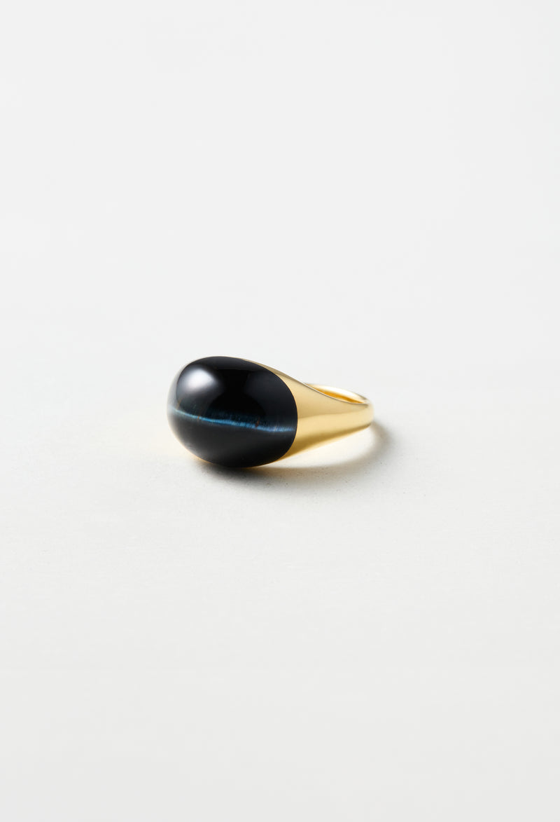 [一点もの] Hawk's Eye Mini Rock Ring / Round / Yellow