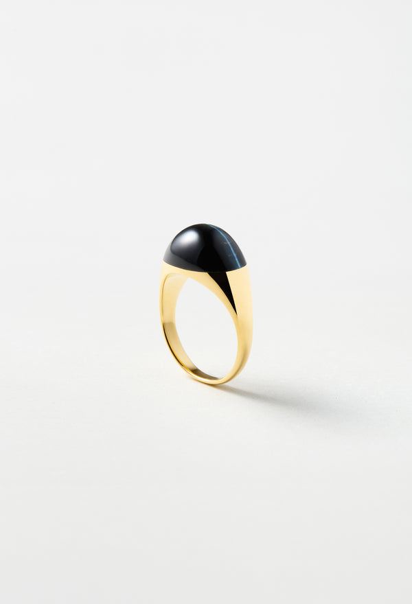 [一点もの] Hawk's Eye Mini Rock Ring / Round / Yellow