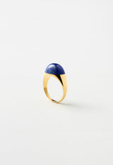 Lapis Lazuli Mini Rock Ring / Round / Yellow