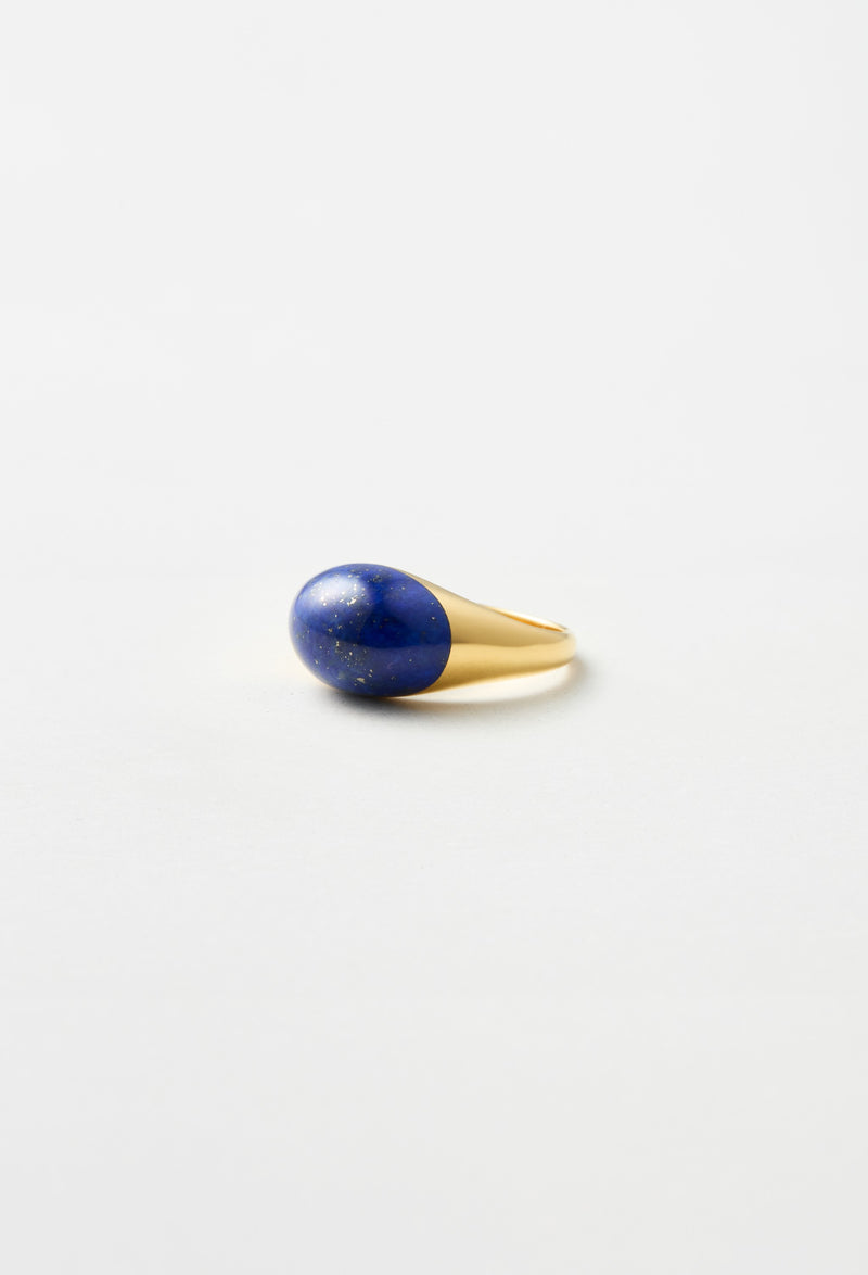 Lapis Lazuli Mini Rock Ring / Round / Yellow