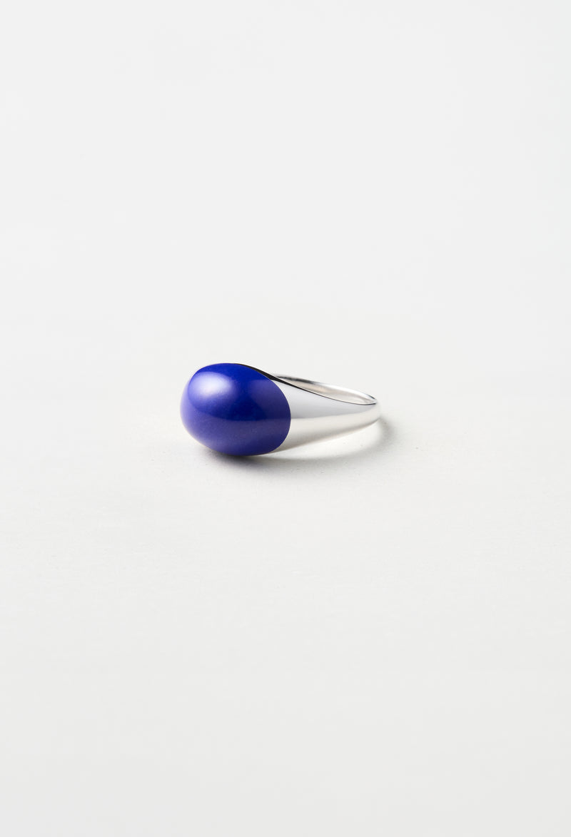 Lapis Lazuli Mini Rock Ring / Round / Silver