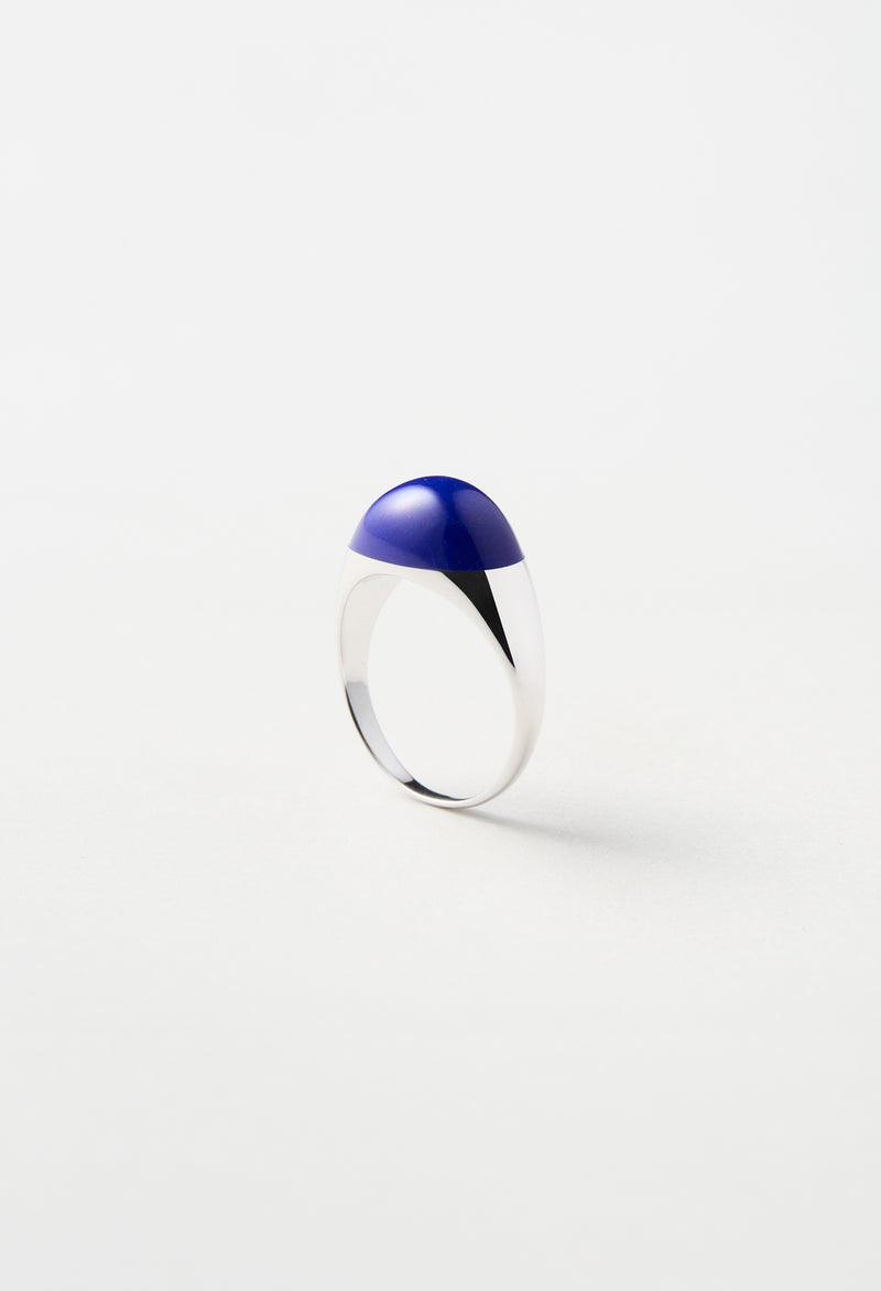 Lapis Lazuli Mini Rock Ring / Round / Silver